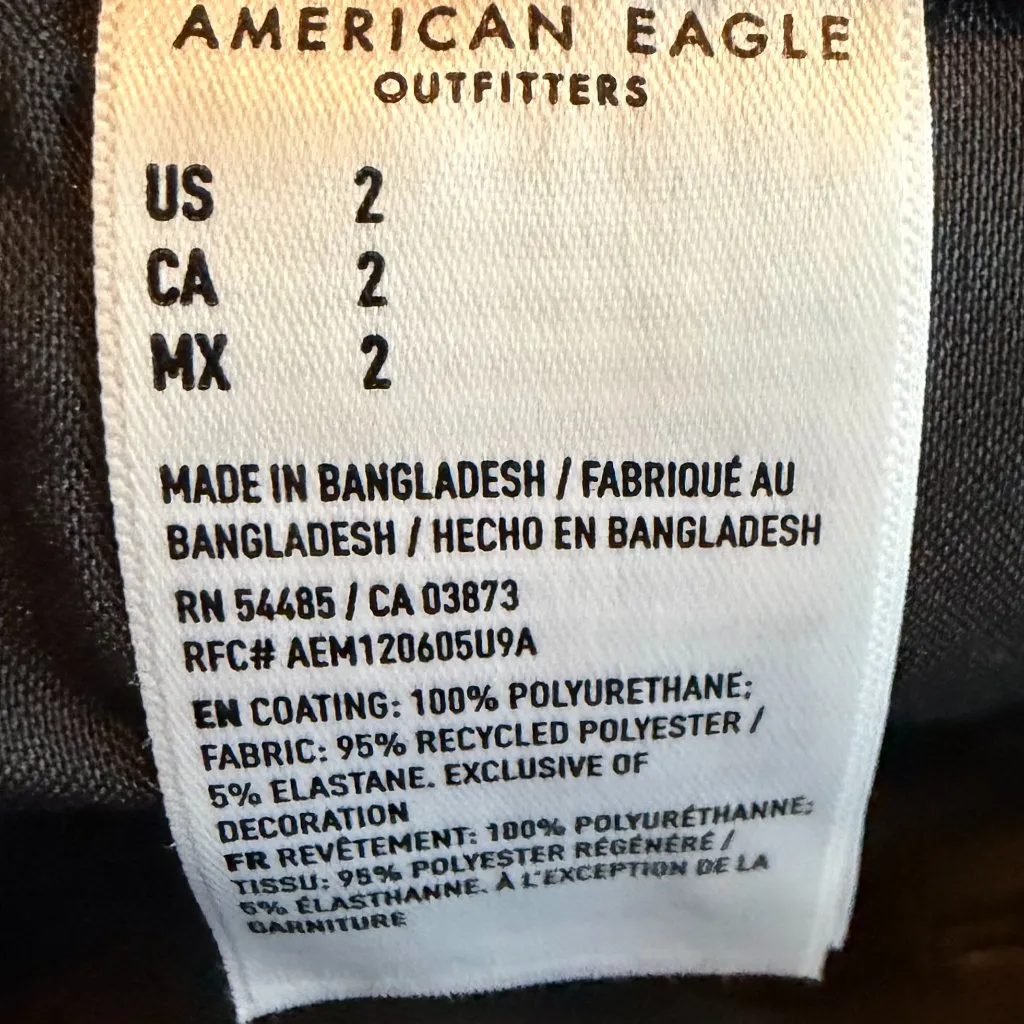 American Eagle Black Faux Vegan Leather Shorts High Waisted Size 2 Women's NWT - Image 12