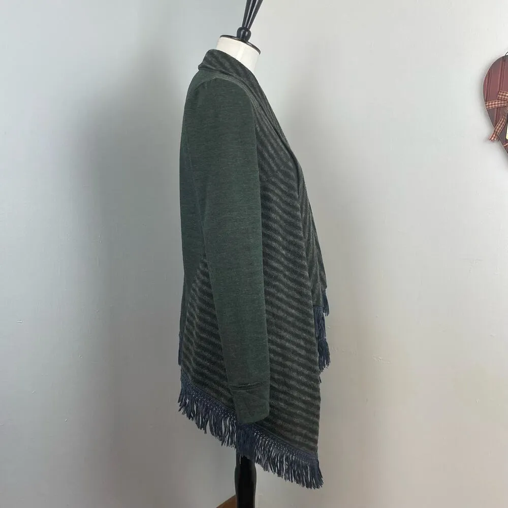 Anthropologie Saturday Sunday Elise Striped Fringe Cascading Blanket Cardigan XS - Image 7