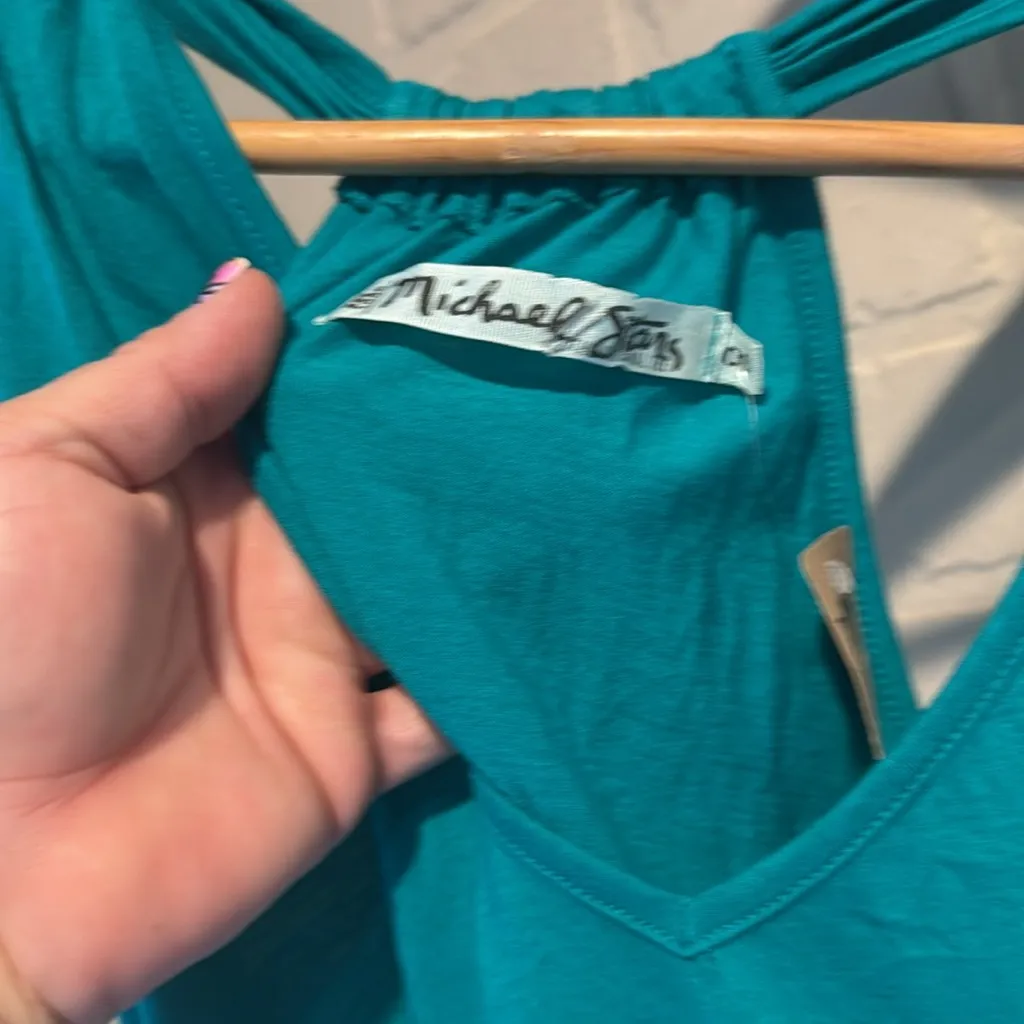 Michael Stars dress green  Sleeveless Top NEW one size coverup beach - Image 5