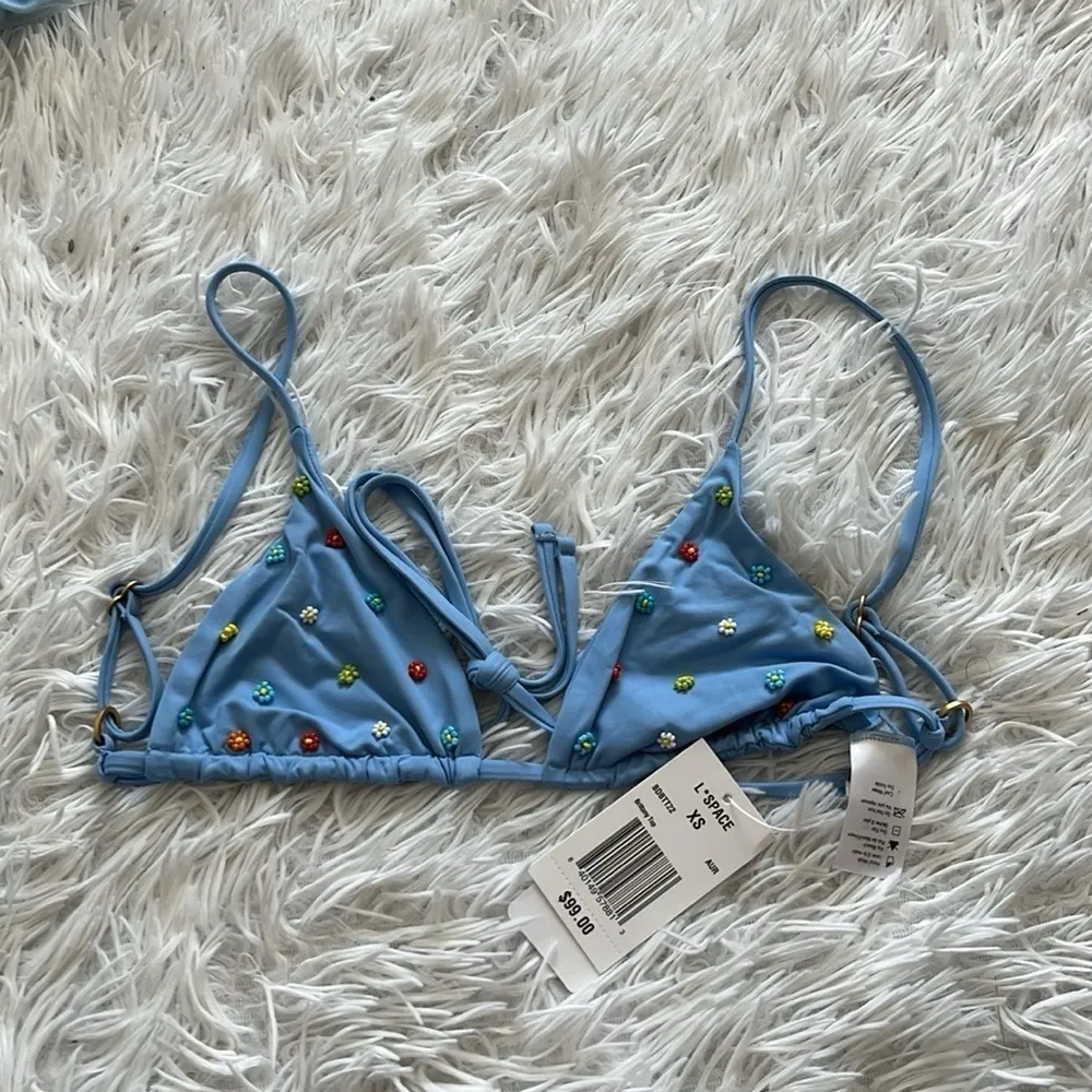 L*space Women’s Brittany top in sky blue with embroidery size XS - Image 2