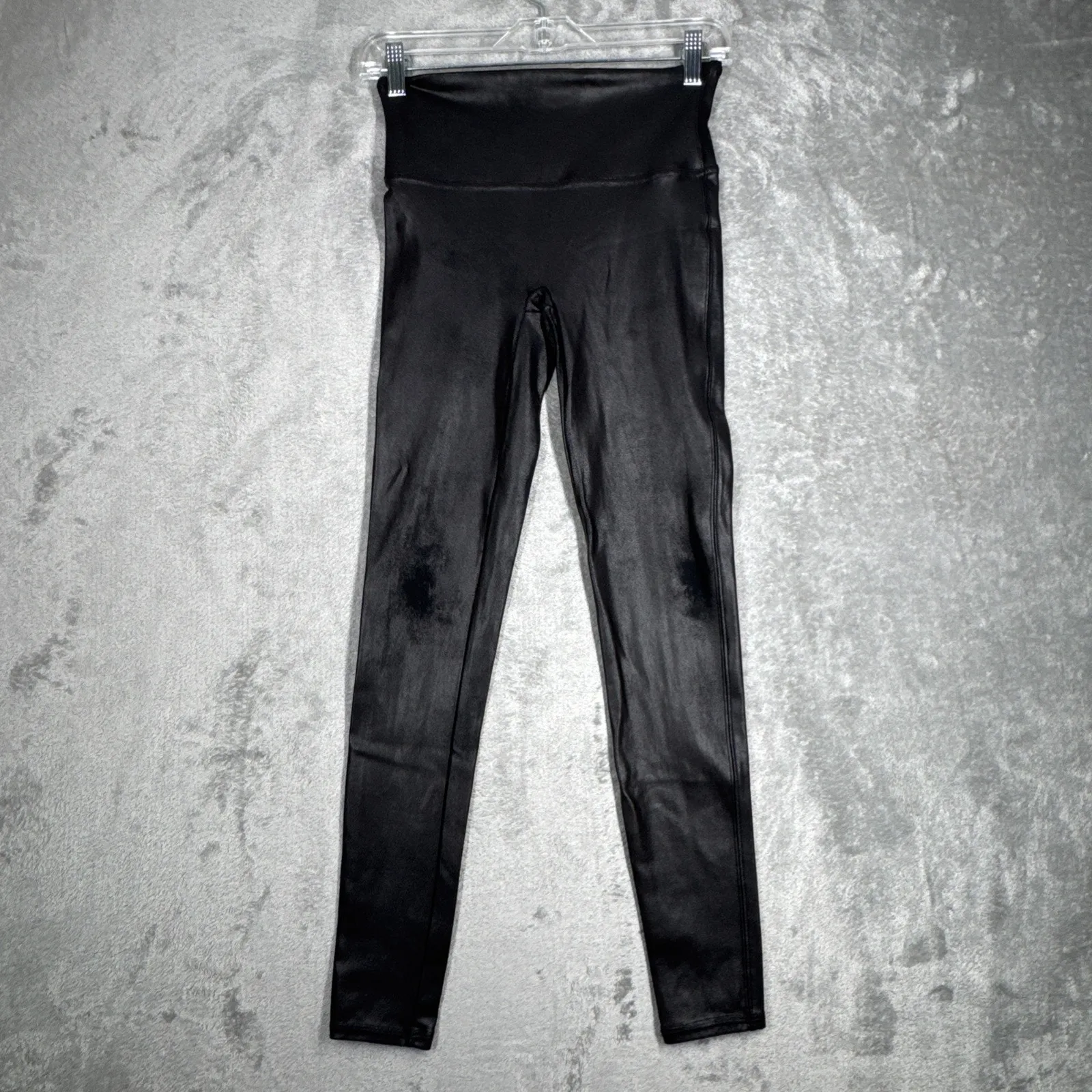 Spanx Pants‎ Womens Medium Black Faux Vegan Leather Leggings Casual Rocker Punk - Image 2