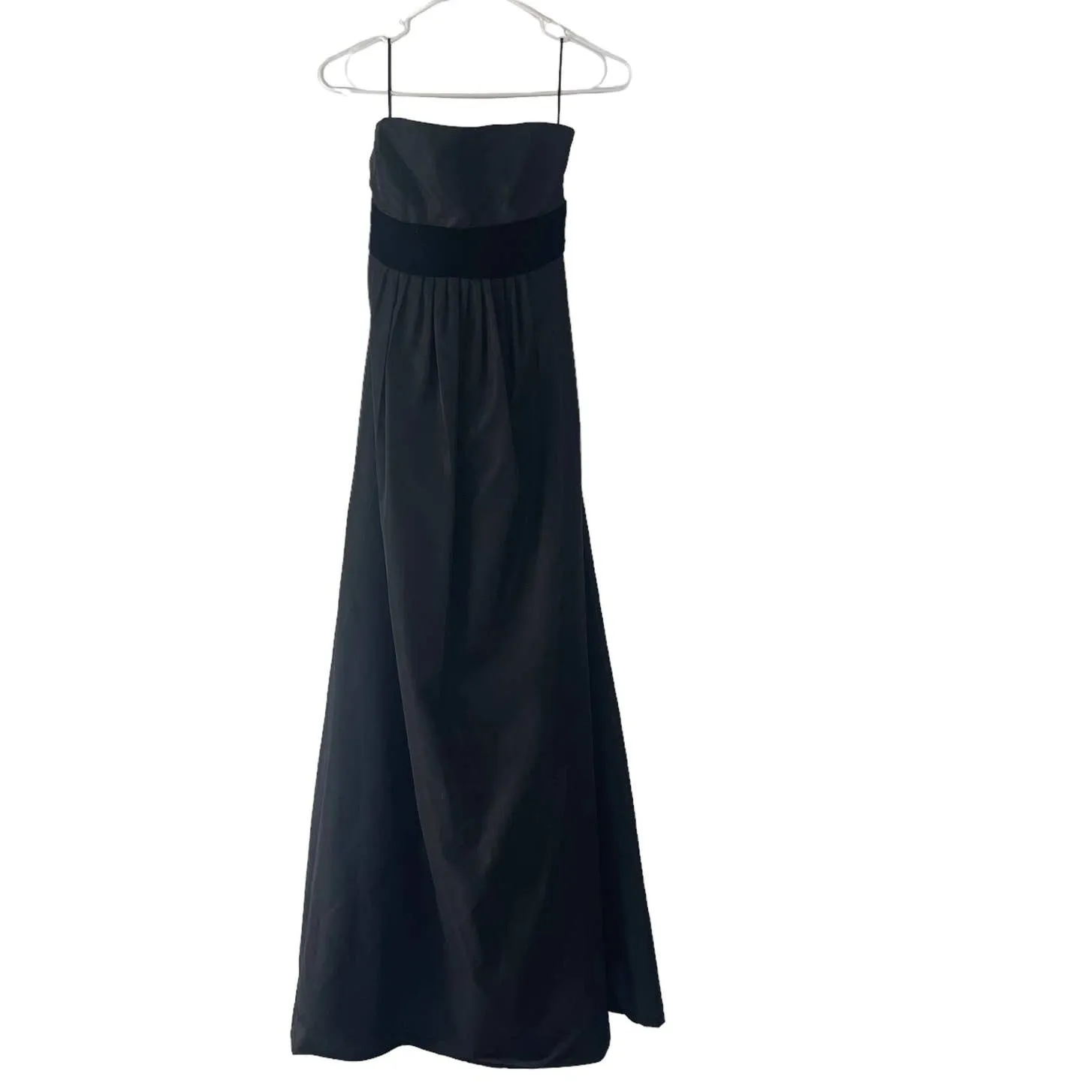 Zara‎ Basic Small Black Strapless Fairy Grunge Whimsygoth Velvet Tie Maxi Dress - Image 2