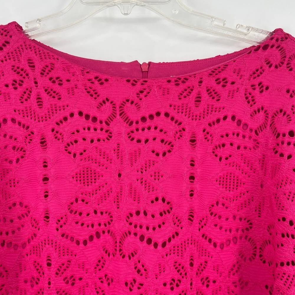 Chico's Lace Sheath Dress Sz 16 Hot Pink Wedding Party Feminine Bold Cocktail - Image 2
