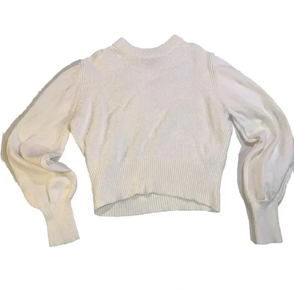 French Connection Cropped Sweater Women's Size M White Babysoft Crewneck Blouse - Image 2