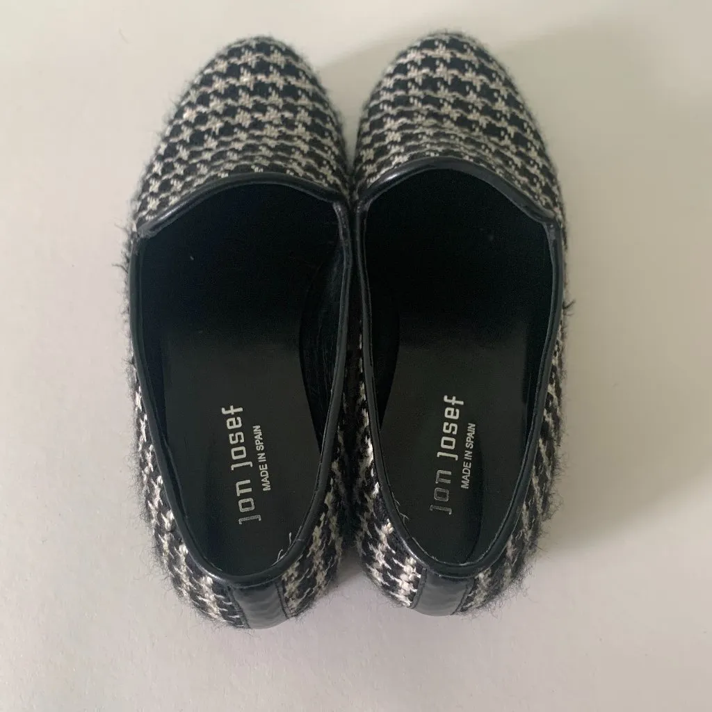 Jon Joseph Gatsby Houndstooth Flat Size 8.5 Black - Image 6