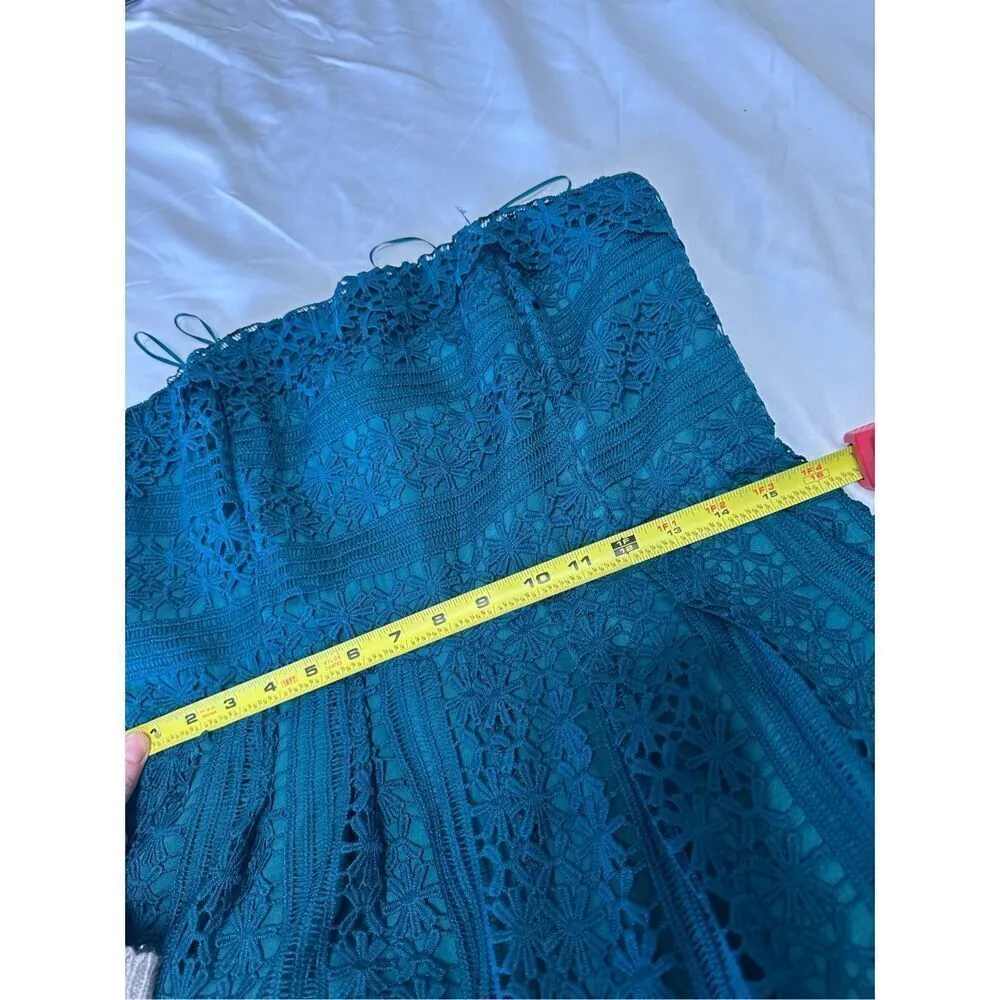 NWT Anthropologie Greylin Stowe Lace Jumpsuit Teal Strapless Wide Leg Size Petit - Image 7