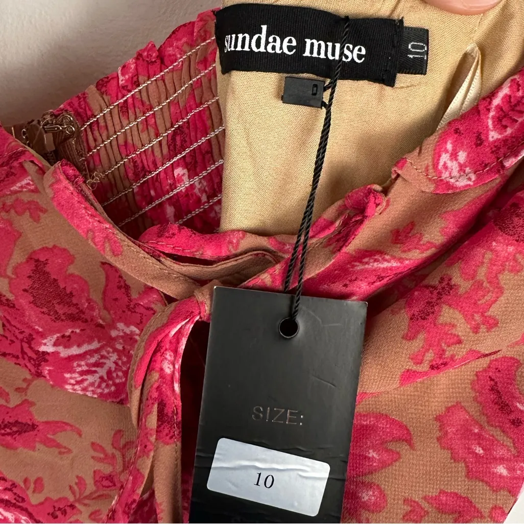 Sundae Muse Juliet Floral Ruffle Straps Girly Mini Dress NWT Women’s Sz 10 - Image 8