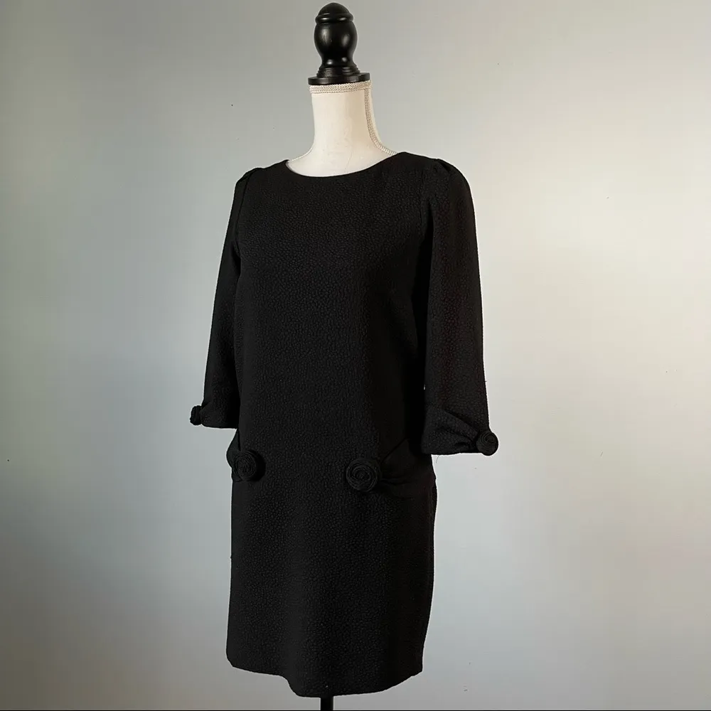 H&M | Black Textured Mod Inspired Dress Sz 4 - Image 5
