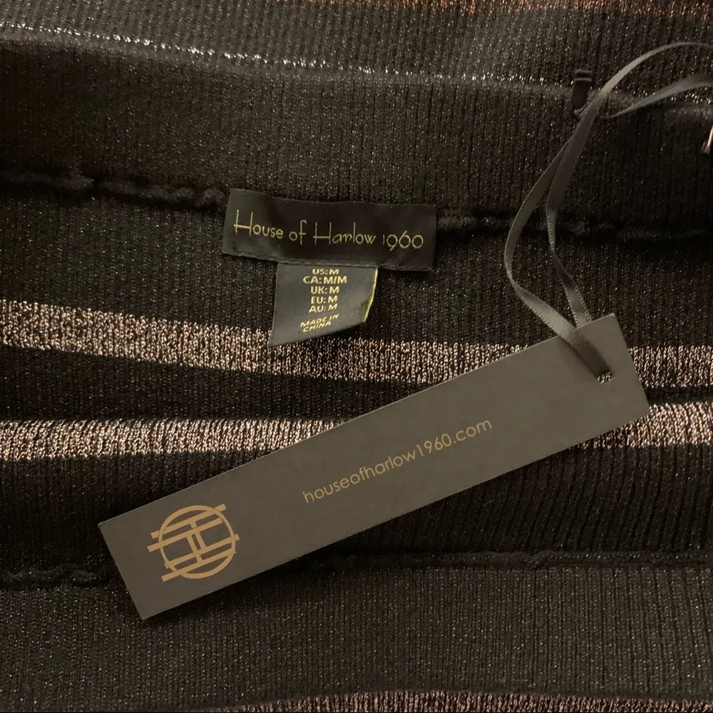 NWT House of Harlow 1960 x Revolve Striped Metallic Knit Ribbed Bodycon Skirt Black Size M - Image 5
