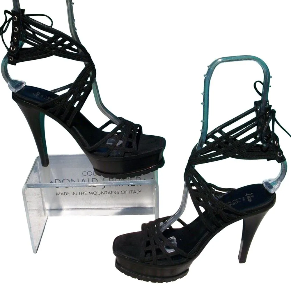 Donald Pliner Black Suede Leather 1.5" Platform Shoe 5" Heel Lug Sole $495 NWT Size 9 - Image 3