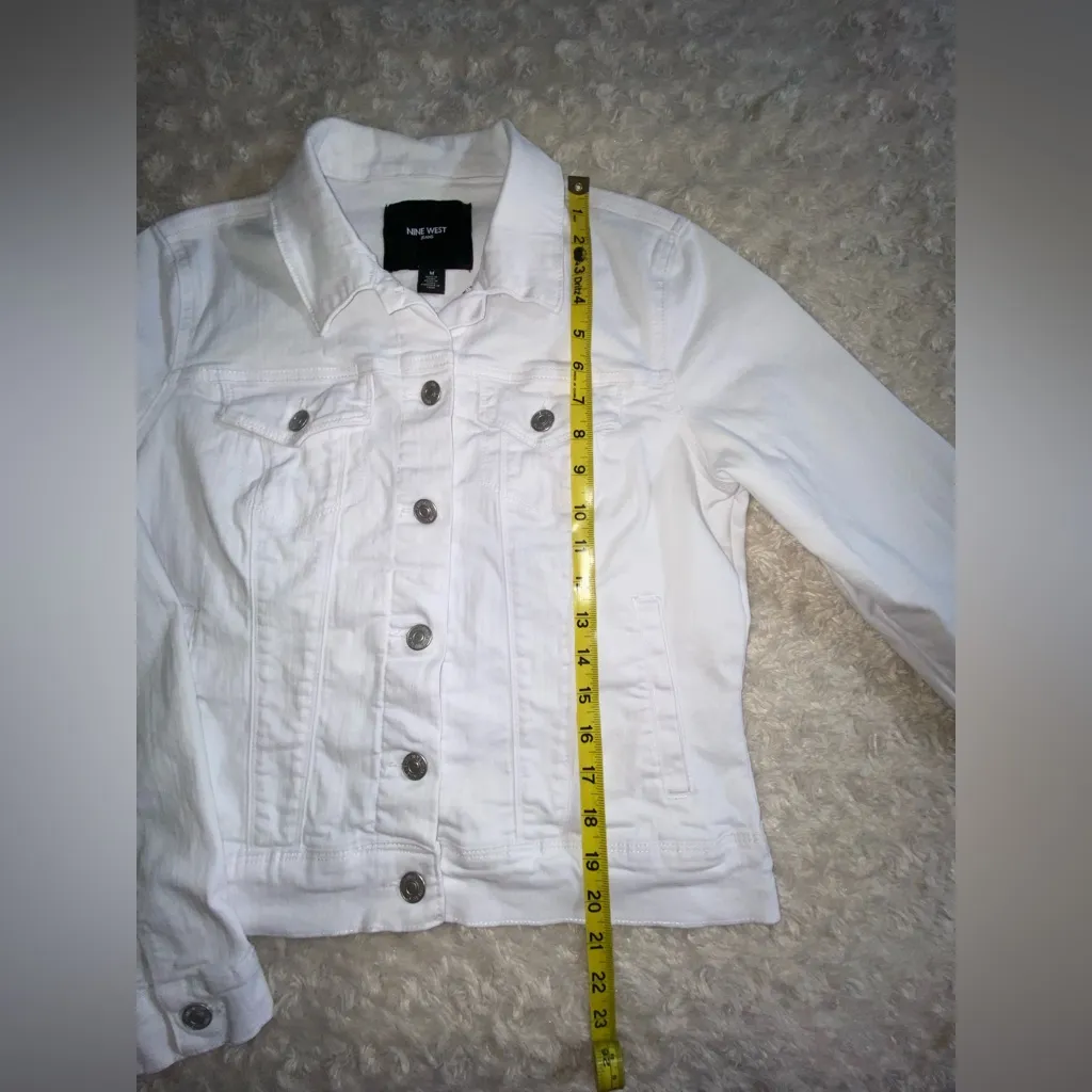 Nine West White Denim Stretch Jacket M Medium - Image 8