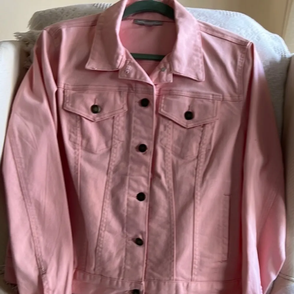 Woman Within Peachy Punk Jean Jacket Size 14W - Image 2