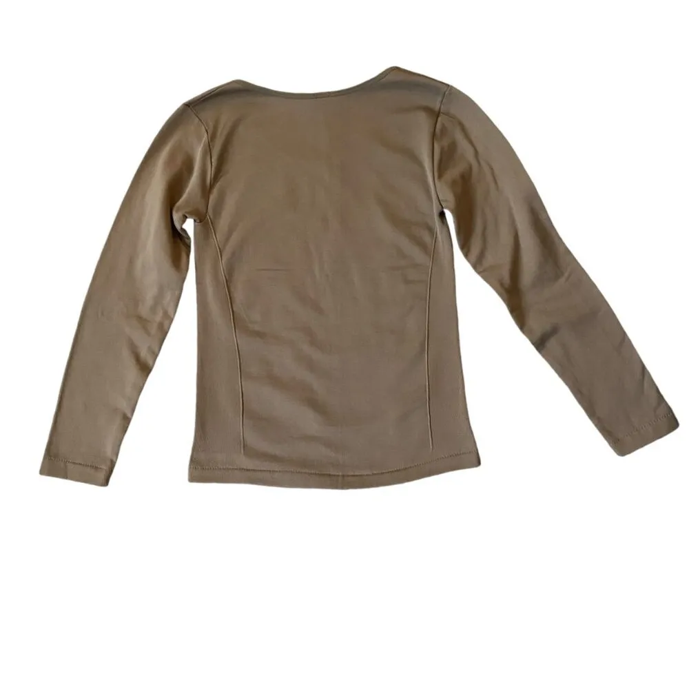 women's size XS-S tan fleece long sleeve scoop neck top NWT - Image 3