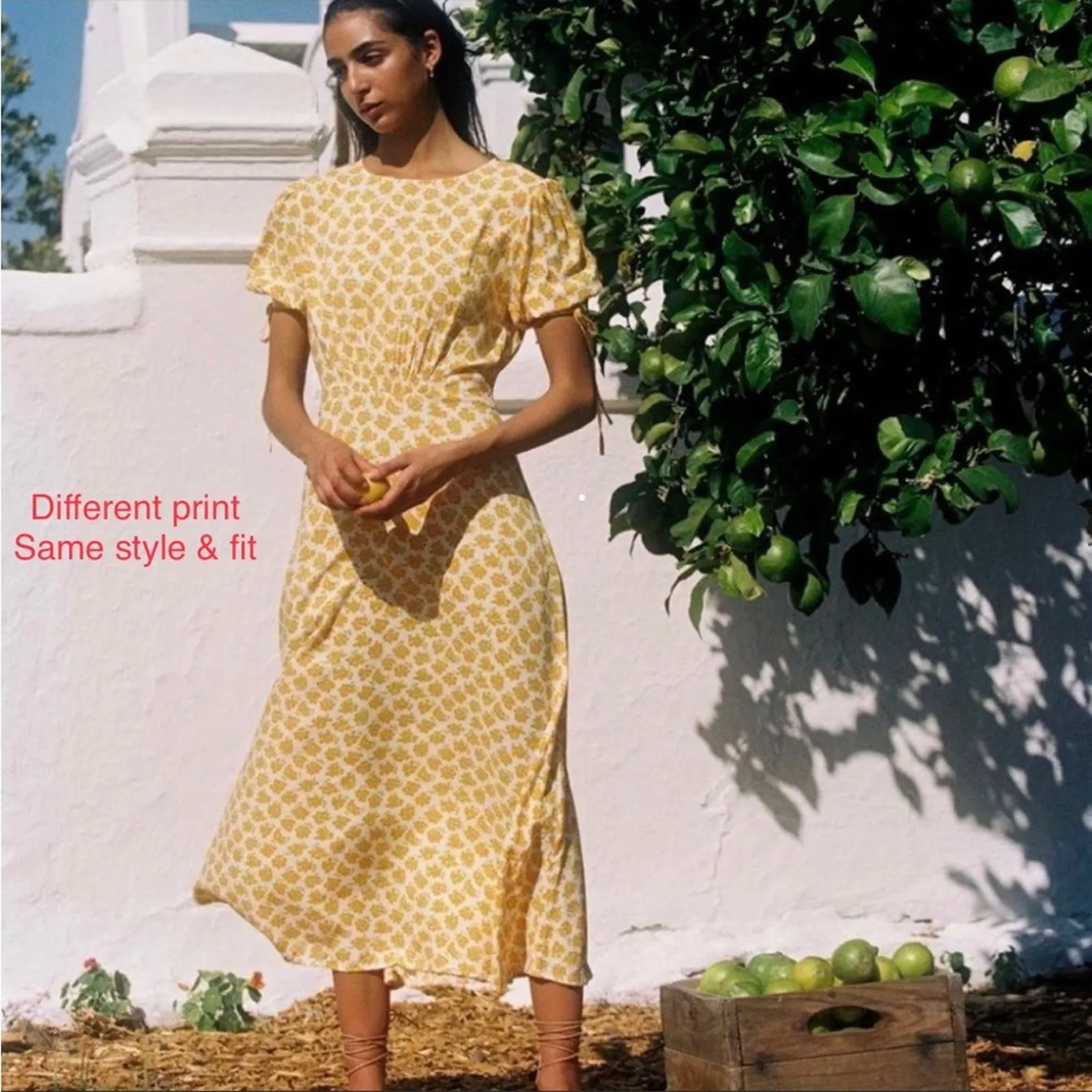 Faithfull the Brand Brida Magnolia yellow floral Midi Dress NEW MEDIUM - Image 2