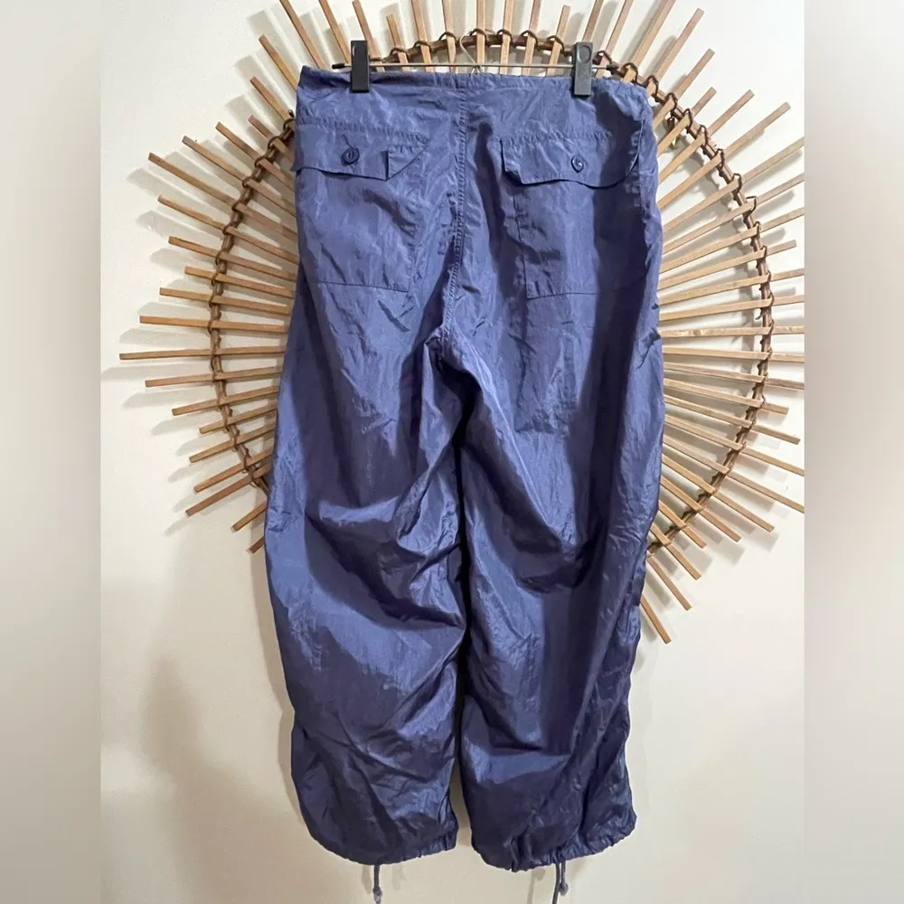 Women’s Edikted Navy Blue Nylon Parachute Pants Drawstring Waist, Ruched, Baggy - Image 8