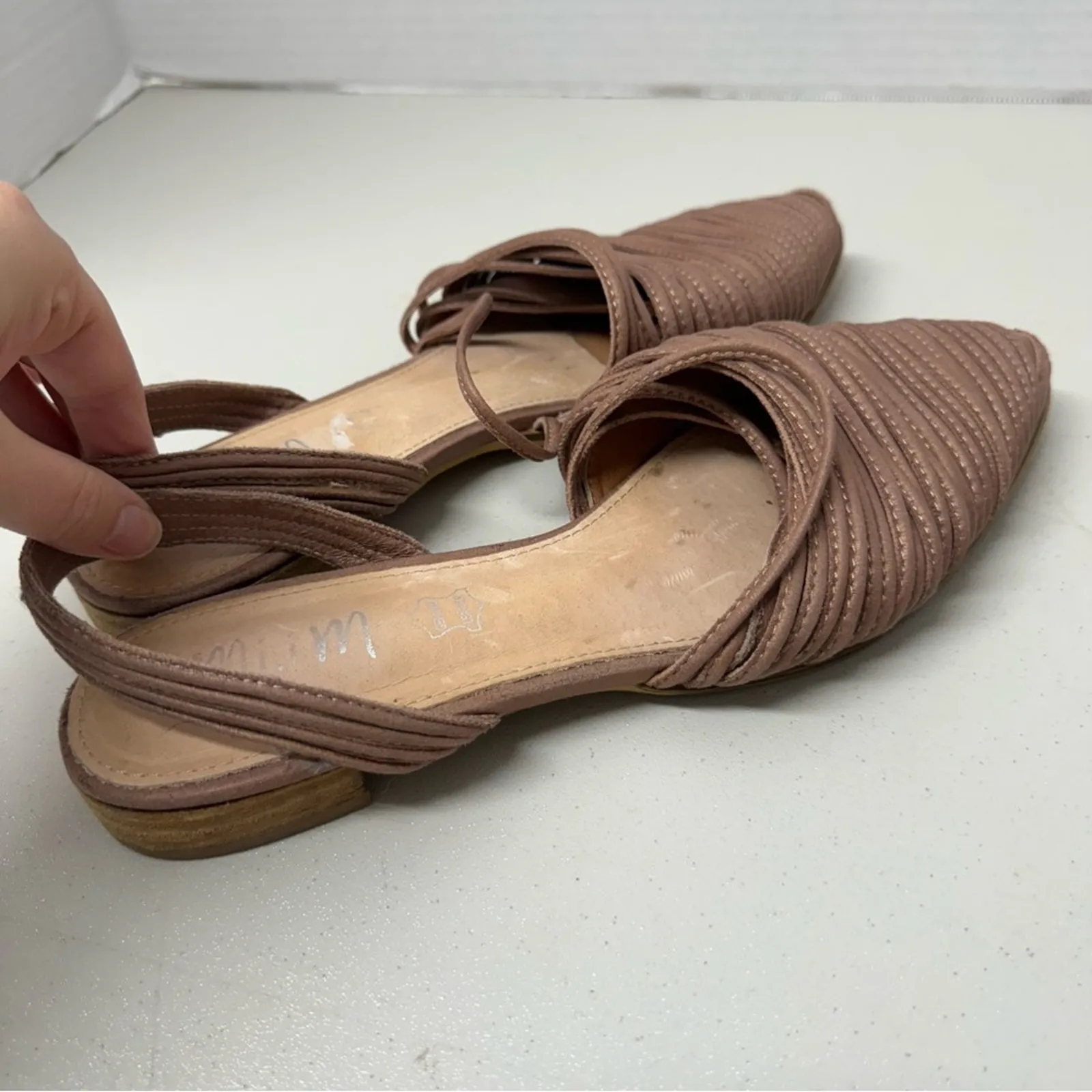 Mi.iM Taupe Leather Strappy Slip On Flats Womens 10 Casual Classic Fall Preppy Tan - Image 10