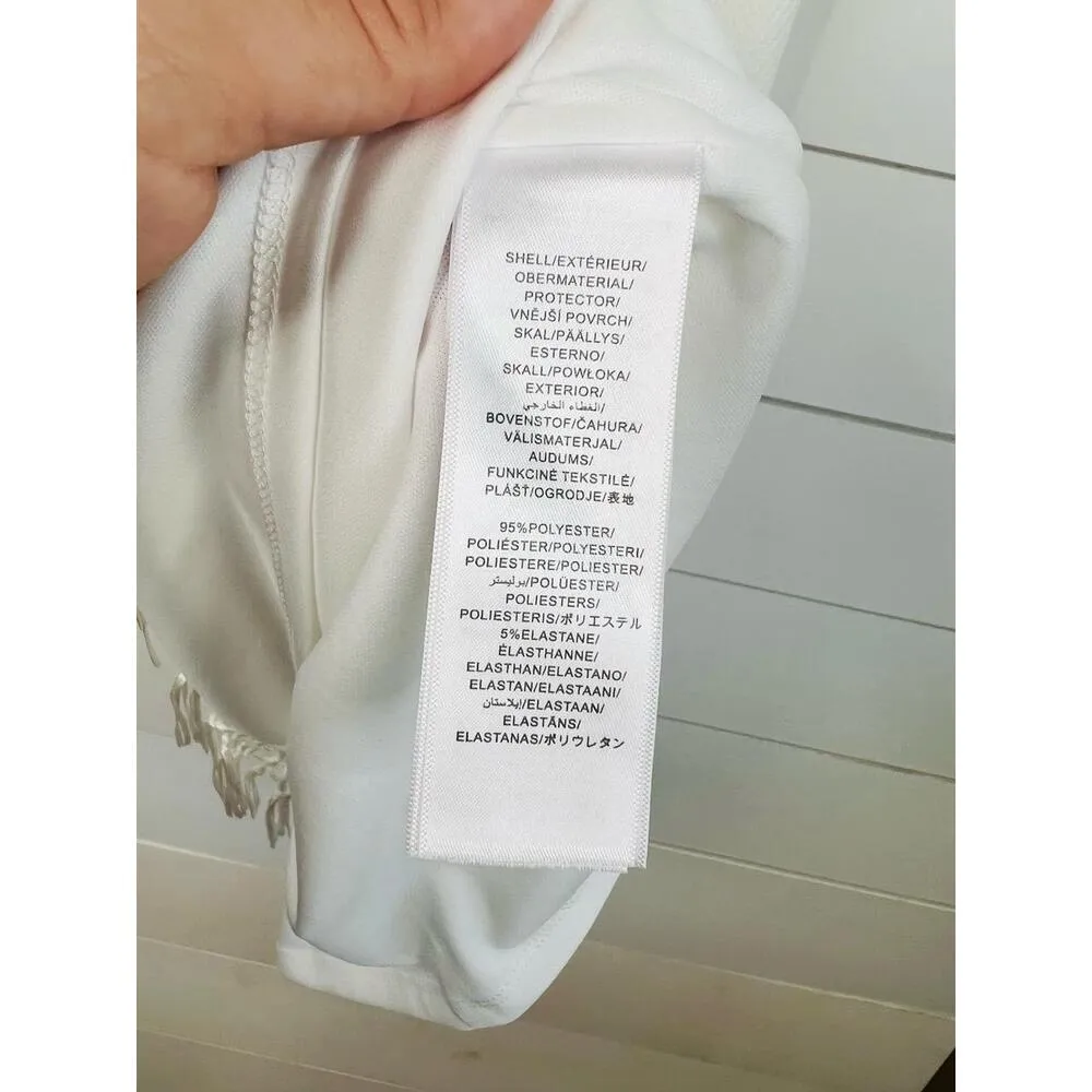 Adrianna Papell White Sleeveless Halter Neck Fringe Trim Dress Bodycon Size US 8 - Image 12