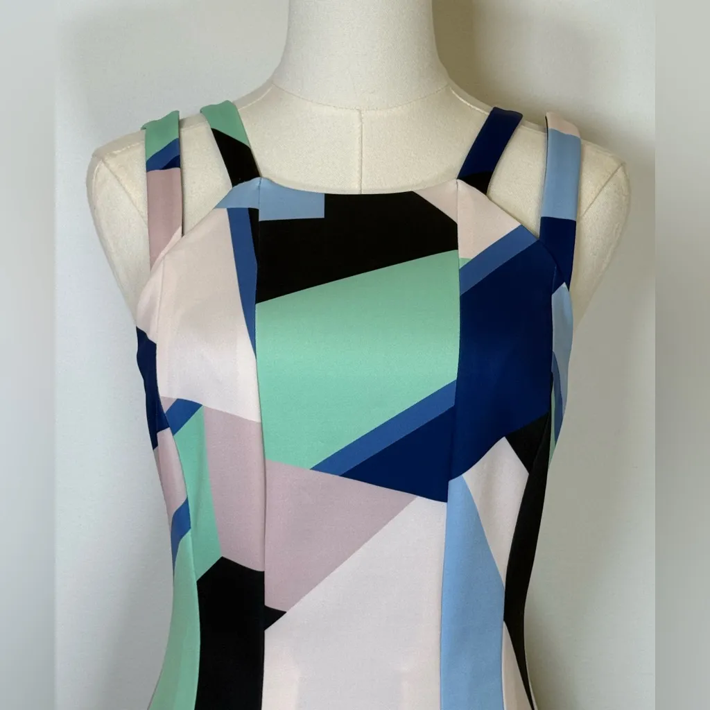 Vince Camuto Double-Strap Fit And Flare Geometric Pattern Dress Women’s Size 4 - Image 4