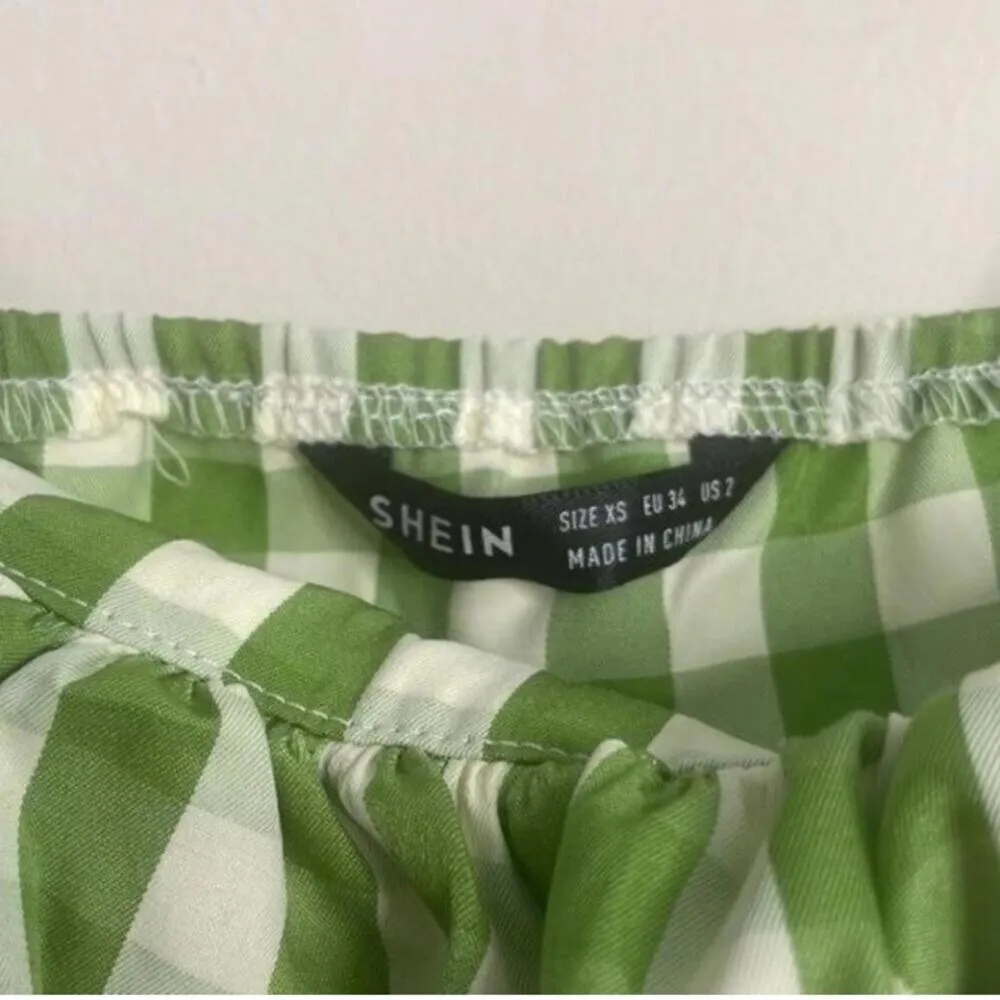 Shein Green Gingham Crop Top and Flowy Short Romper 2 Piece Set Cottagecore - Image 5