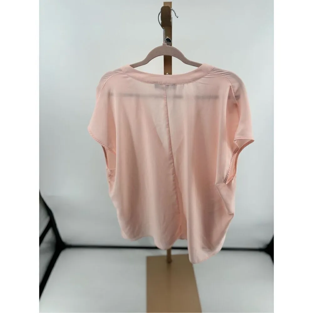 Eloquii peach pink short sleeve split neck button down top size 18 - Image 10
