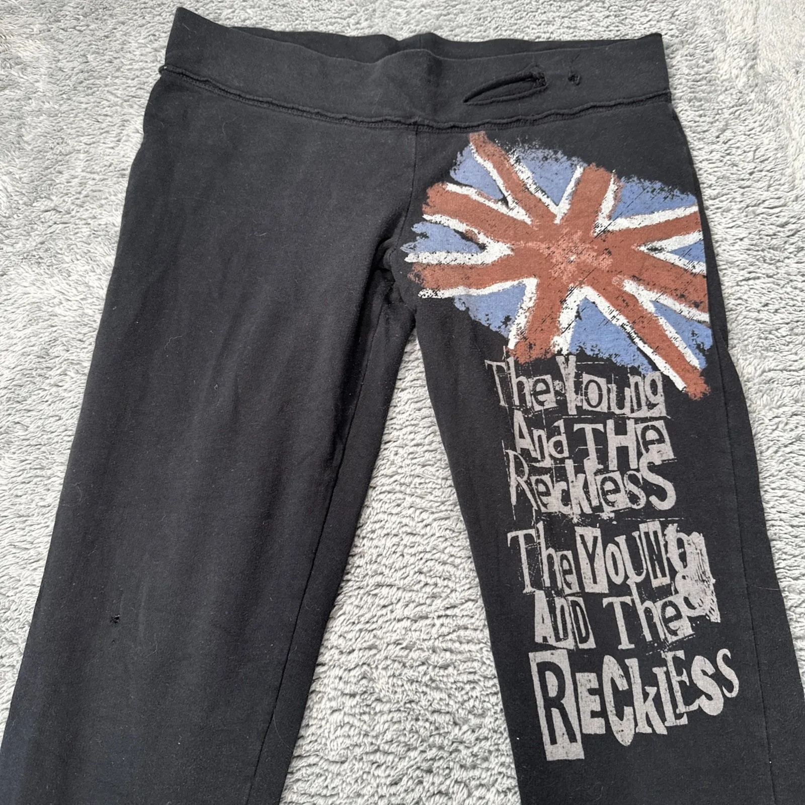 Abbey Dawn Young & Reckless Low Rise Avril Lavigne Punk Rock Grunge Leggings Y2K Black Size L - Image 2