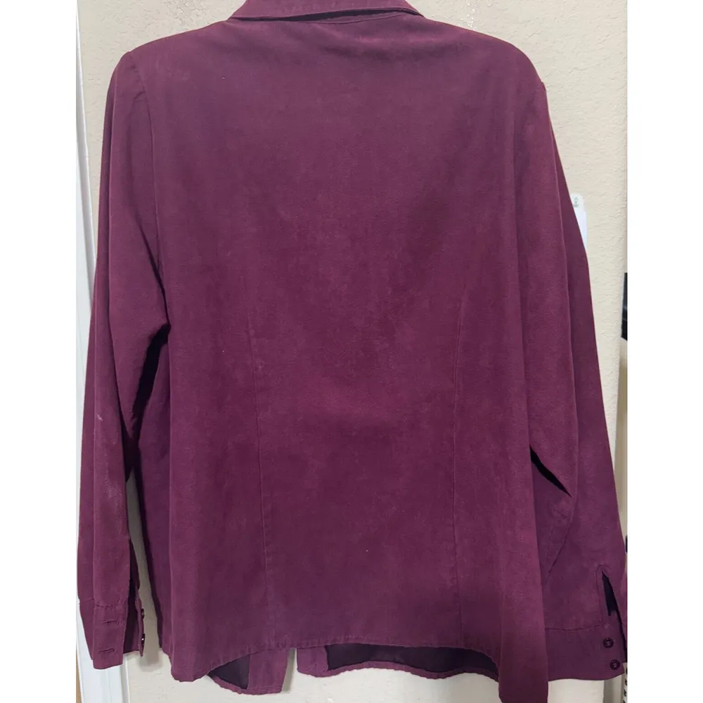 Sonoma womens 1X Chamois Shacket snap front shirt long sleeve burgundy plum - Image 4