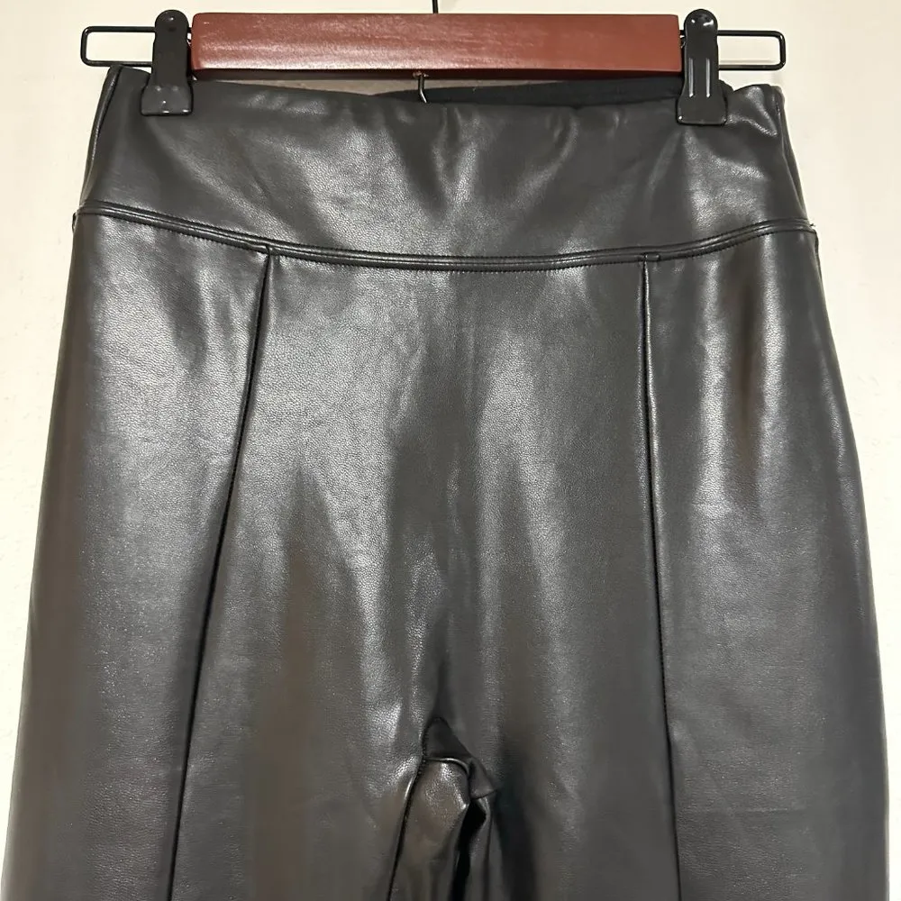 Abercrombie Split-Hem Vegan Leather Slim Flare Pants - Image 5