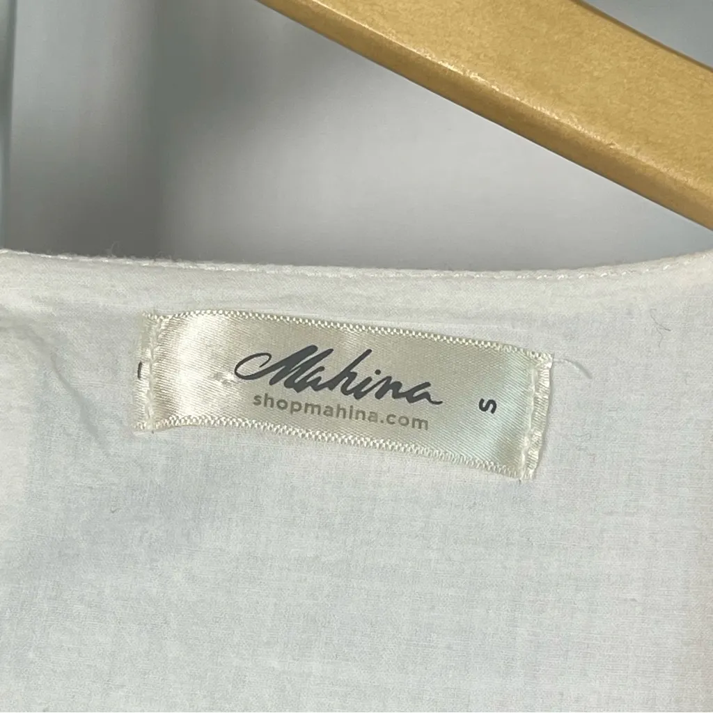 Mahina Small Gauze Puff Sleeve Keyhold Cutout Open Back Cottagecore Dress - Image 7