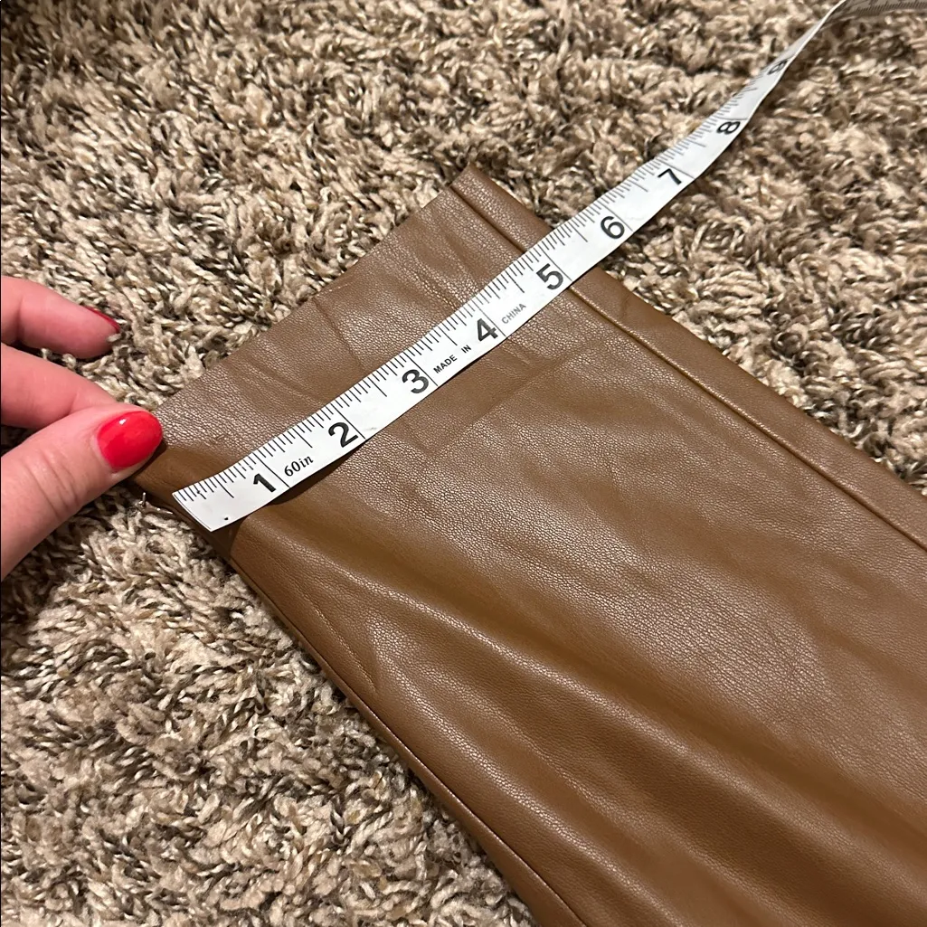 Zara Faux Leather Pants Size Large Brown Tan - Image 8