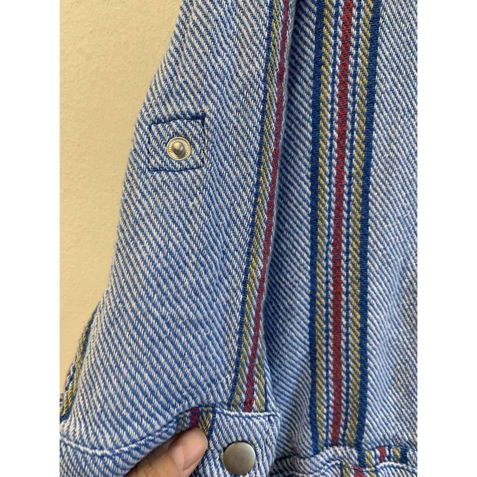 Jolt Women’s Jacket Cropped Hooded Bohemian Boho Snaps Pockets Blue Sz Small - Image 11