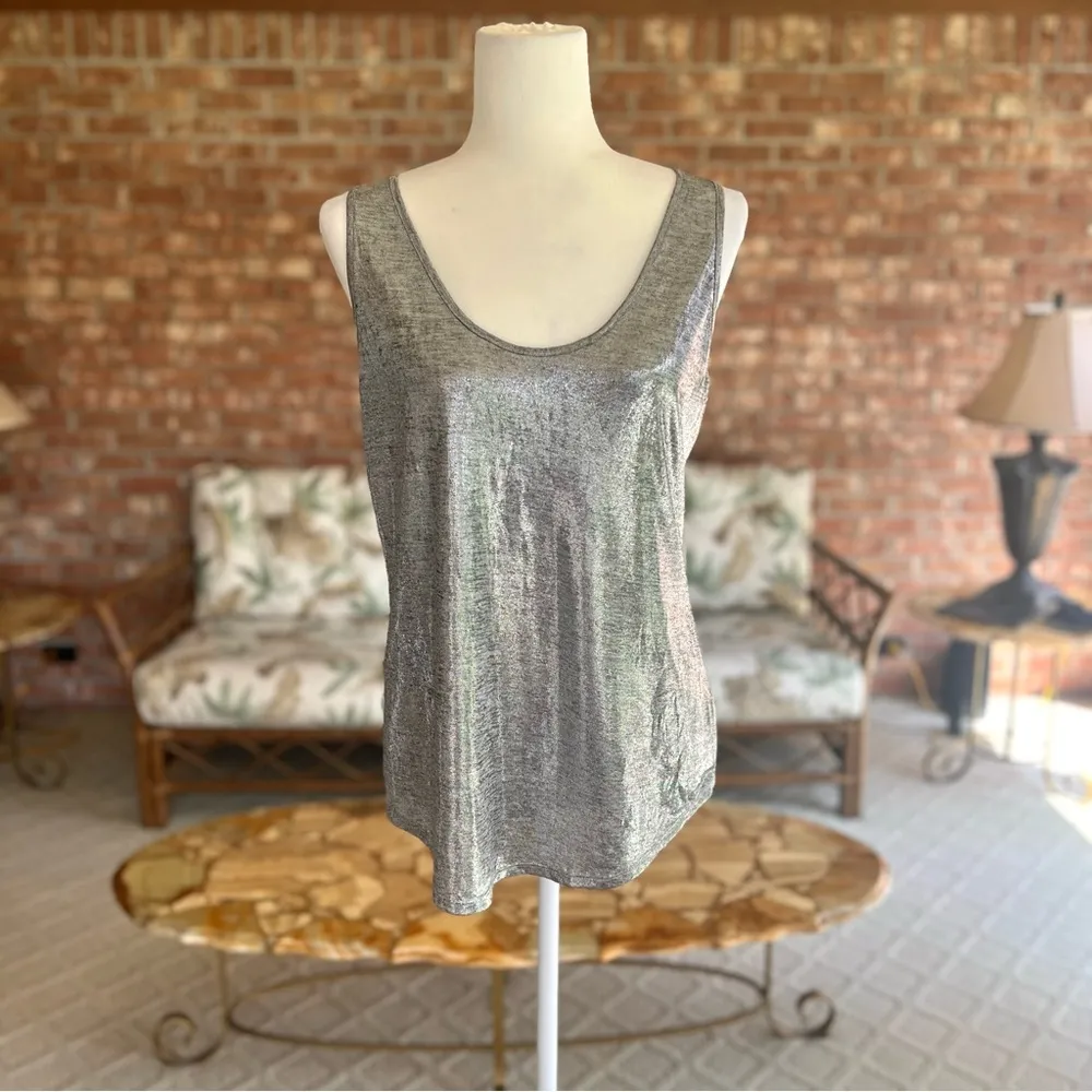 WHBM Silver Gray Metallic 2-way Sleeveless Tank Top M - Image 6