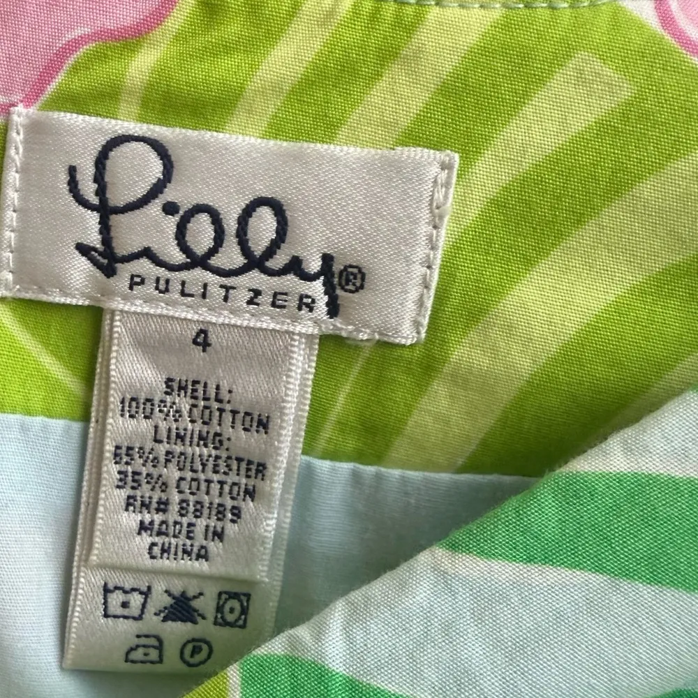 Lilly Pulitzer vintage palm leaf floral Scalloped hem skirt Size 4 - Image 3