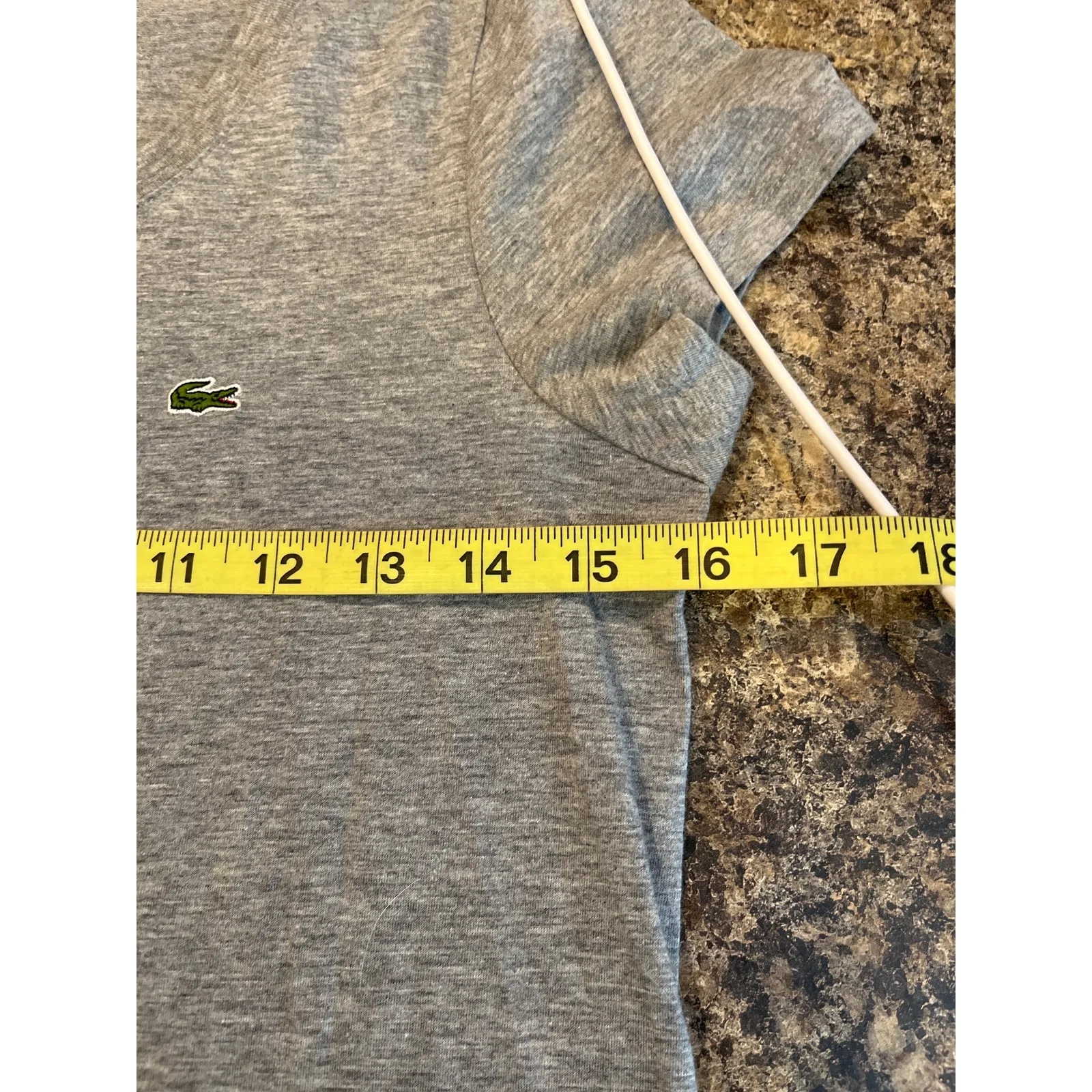 Lacoste  Gray Round Neck Cap Sleeve Tee Size 36 US‎ SIZE SMALL - Image 3