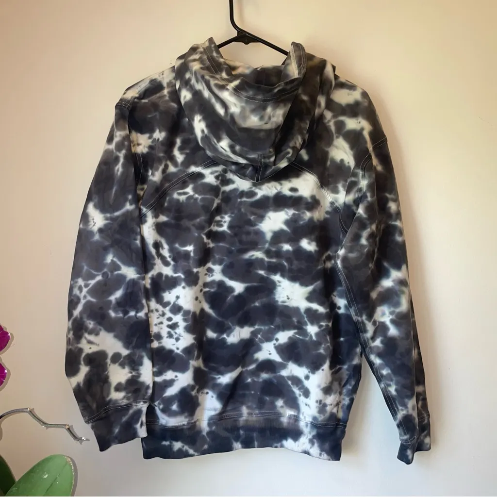 Women's LULULEMON All Yours Marmoleado Graphite Grey Tie Dye Fleece Hoodie Sz 8 - Image 5