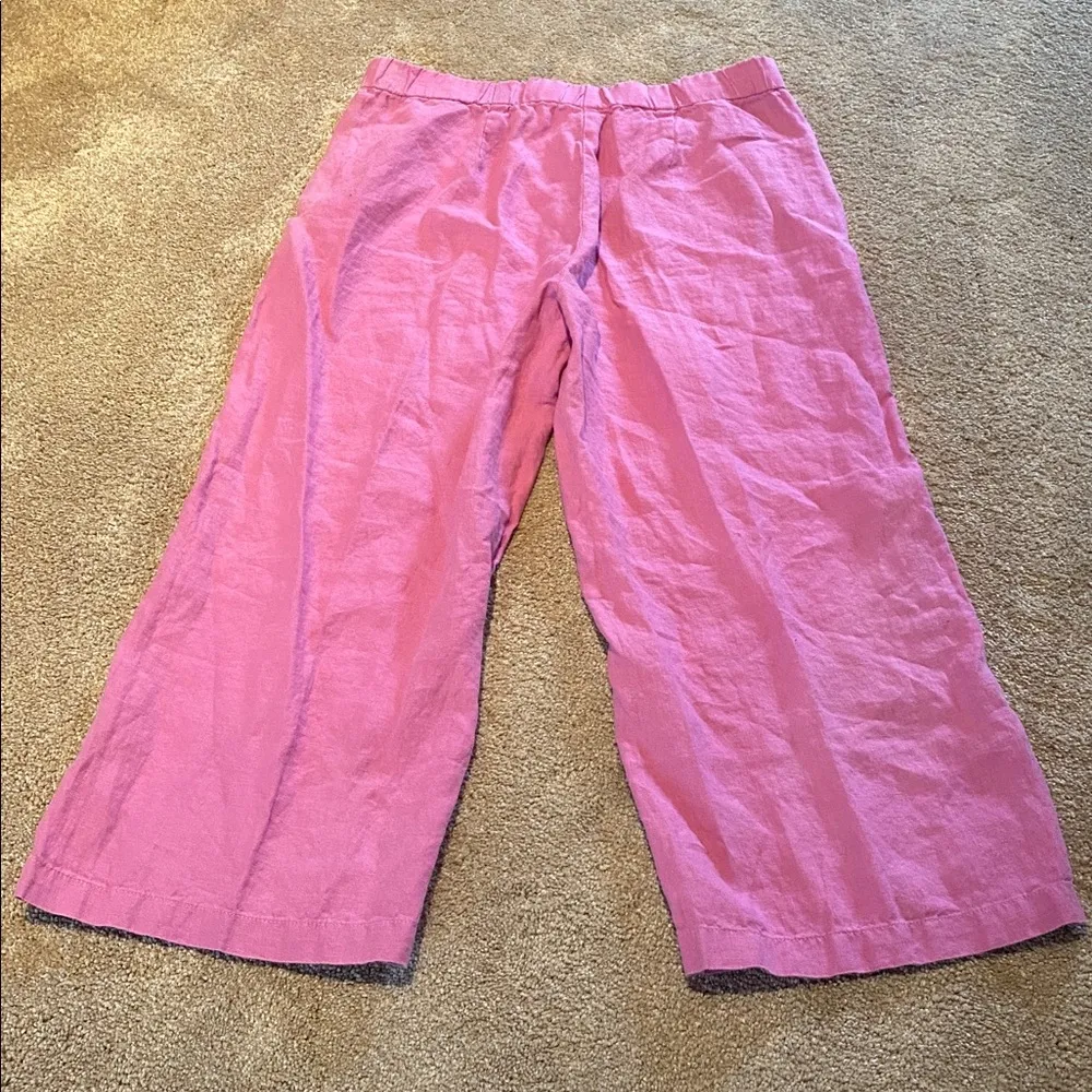 J. Jill Linen Sailor Pant Wide Leg Trouser Sugar Pink Size SP - Image 10