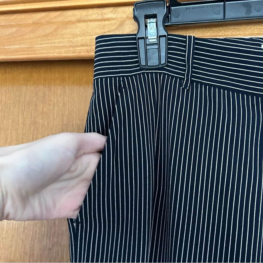 MM Lafleur Mejia Striped Navy White Tapered Ankle Dress Trousers Size 4 Office - Image 4
