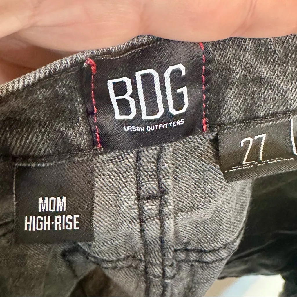 Urban Outfitters BDG Women's Washed Black Mom High Rise Jean Shorts - Size: 27 - Image 2