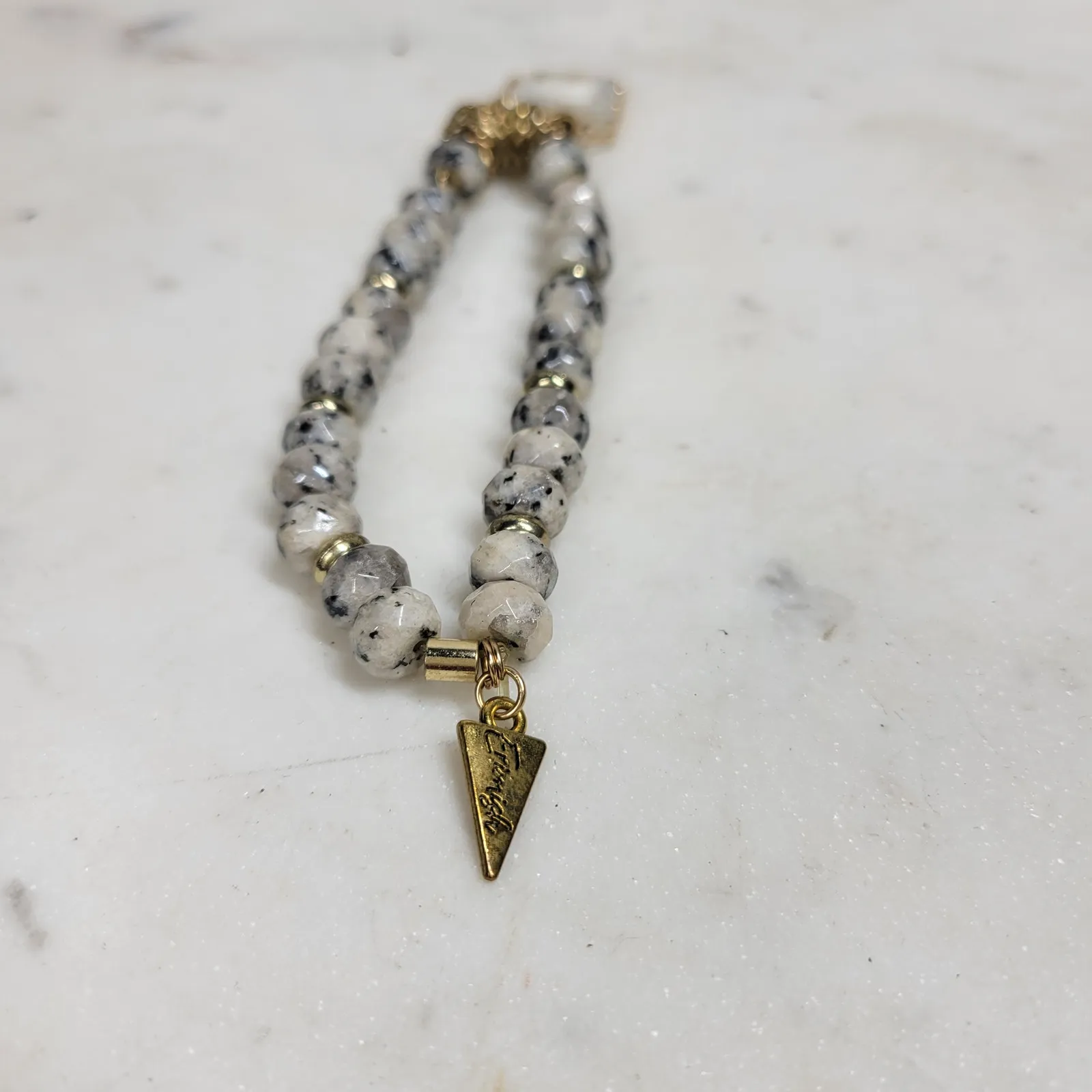 Erimish Beaded Bracelet Womens Metallic Rondelle Faceted‎ Marble Jasper Stones - Image 14