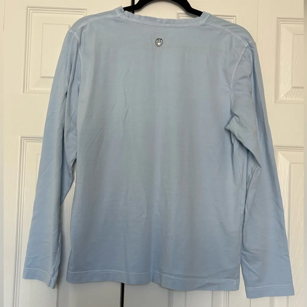 Life Is Good Up N Autumn Blue Long Sleeve Tee Shirt Top Size Medium Made in Peru - Image 4