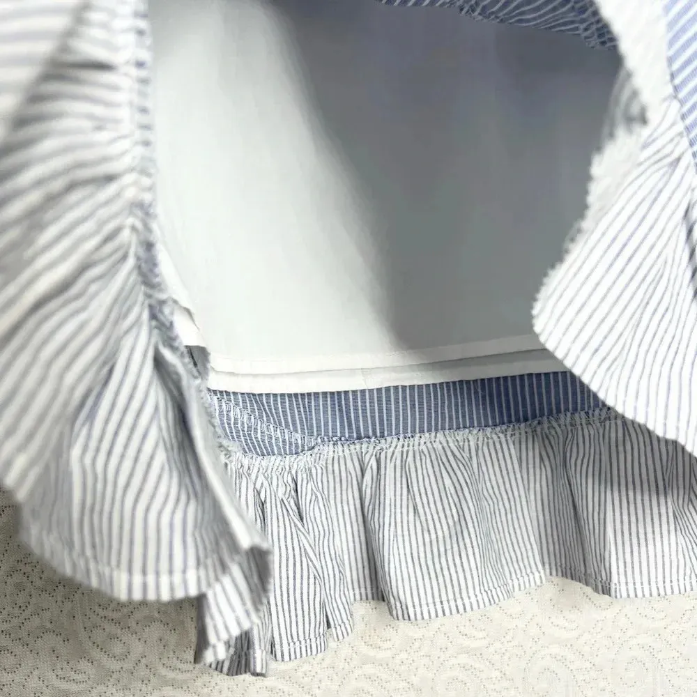 Anthropologie Greylin Women's XS Blue & White Striped Ruffle Mini Skirt Casual - Image 5