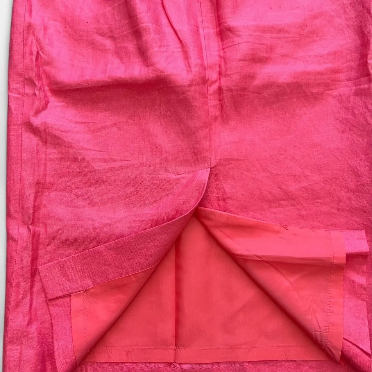 Vintage 90's Valerie Stevens Coral red/pink 100% linen Skirt sz 8 work business - Image 5