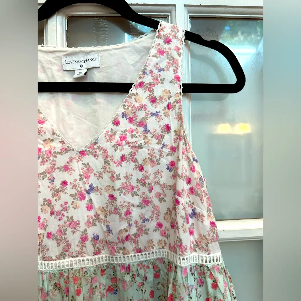 LoveShackFancy Camille Tiered Ruffle Babydoll Floral Western Boho Dress Size XS - Image 4
