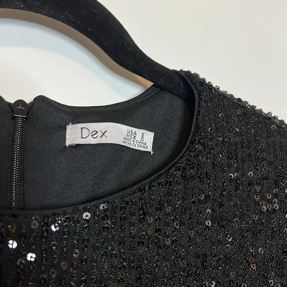 NWT DEX Black Sequin Short Sleeve Mini Dress - Image 5