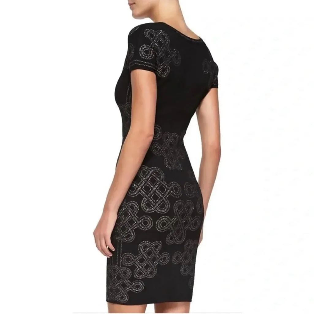 Like New Diane Von Furstenberg Knit Body
Con Dress Black Silver Knot Small - Image 3