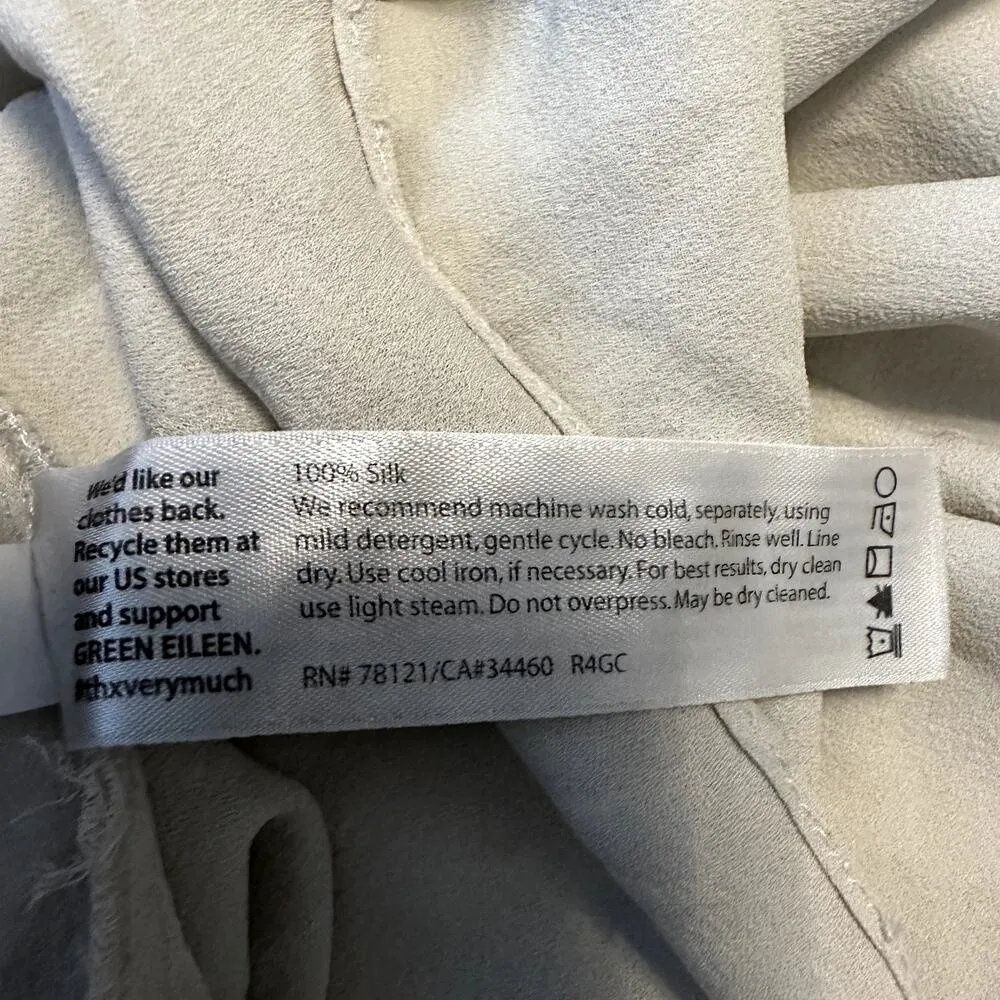 Eileen Fisher U Neck Side Drape Shell Tank 100% Silk Crepe Asymmetrical Bone M - Image 5