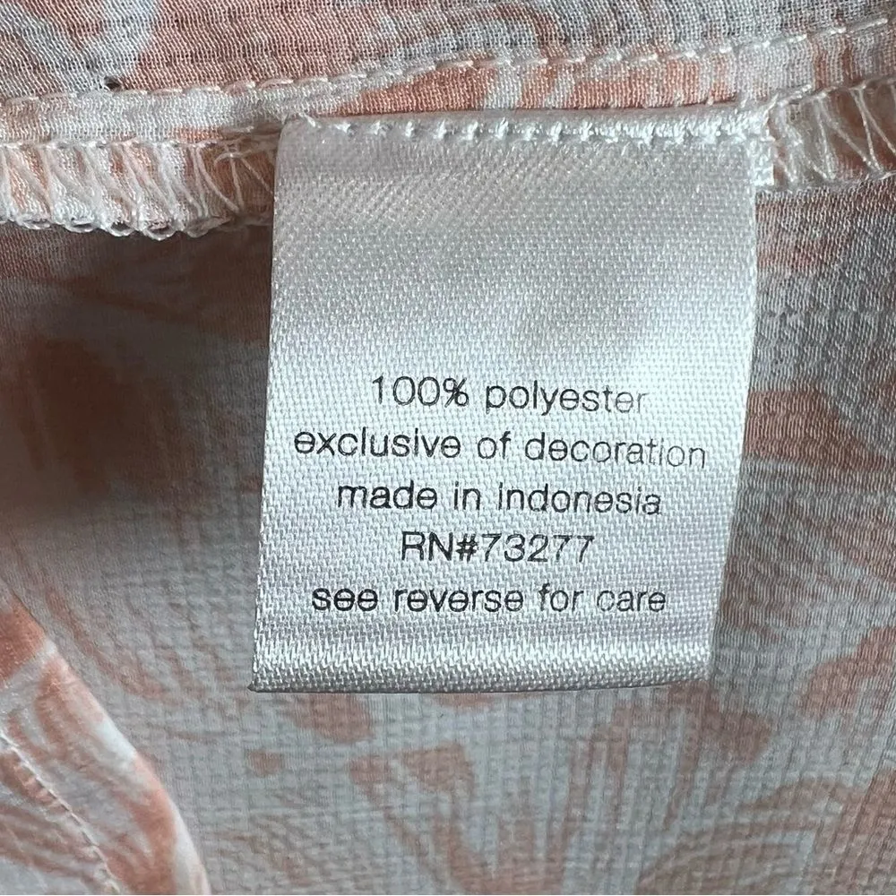 Elizabeth and James peach and white leaf print lace detail top size XL - Image 5