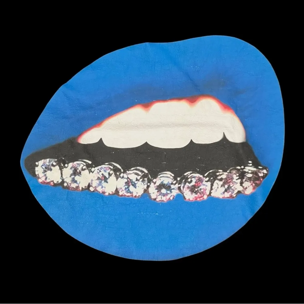 ★ Diamond Grill Blue Lips Design Graphic T-Shirt by R Max Clothing ★ - Image 2