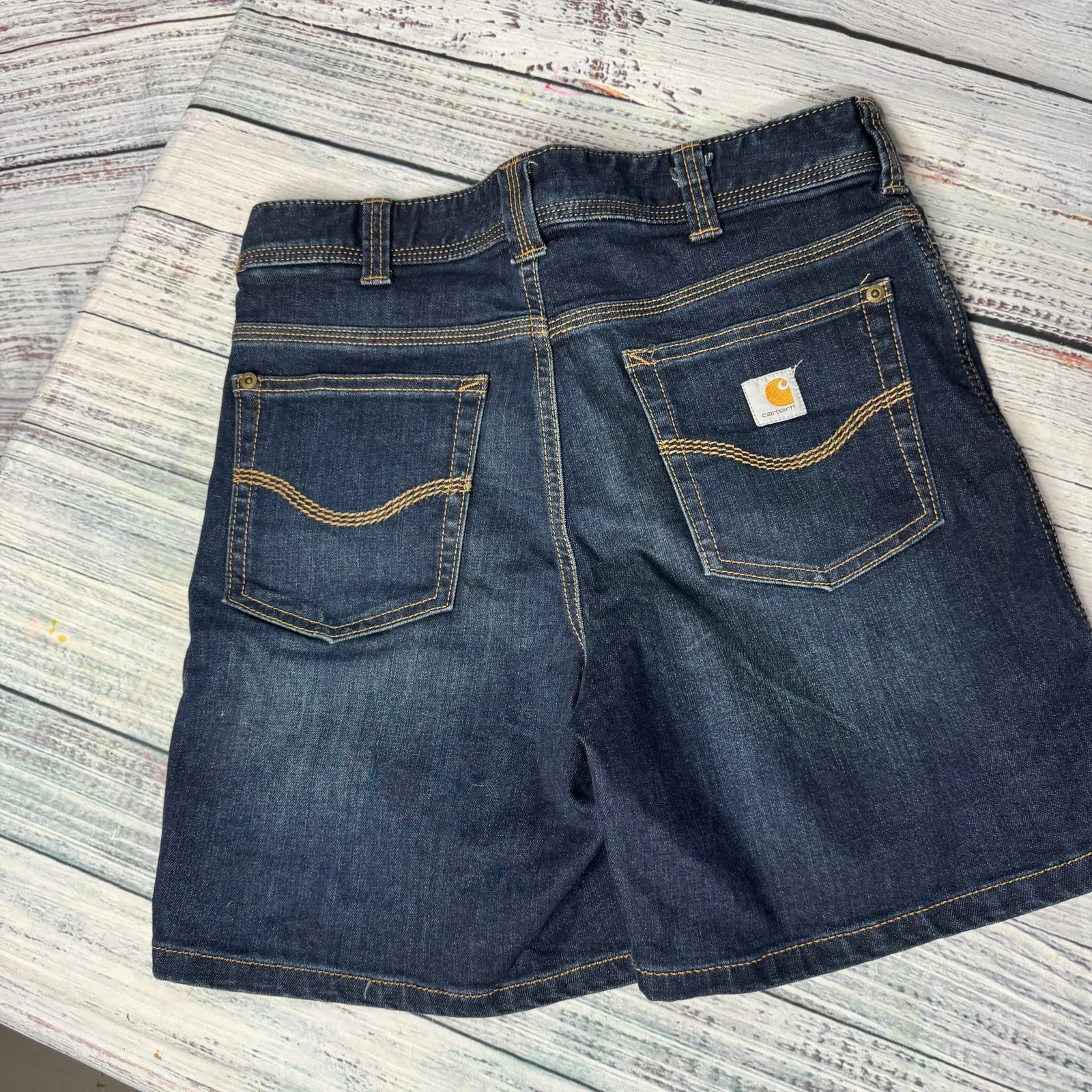 Carhartt Sibley Dark Blue Denim Womens Shorts 6 - Image 4
