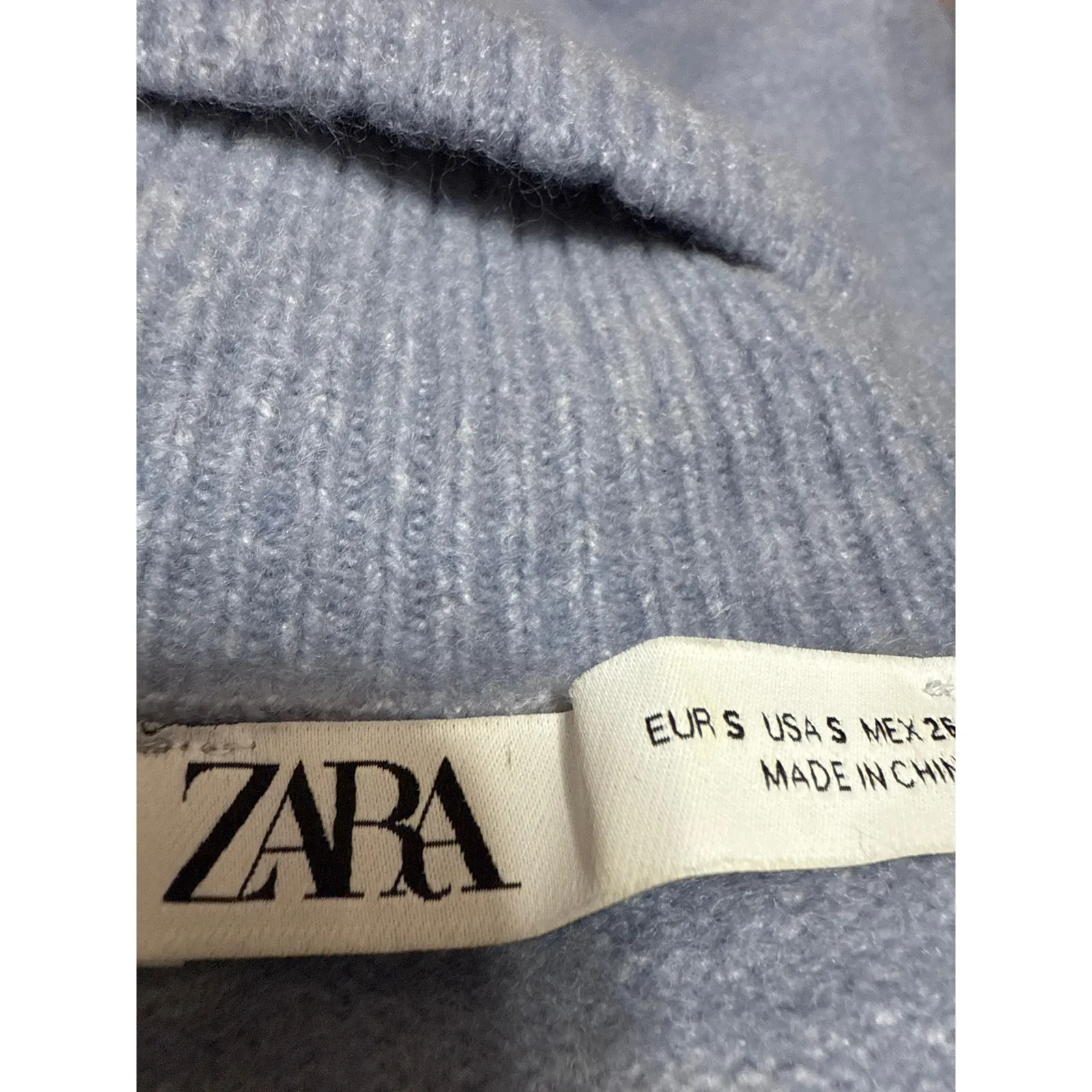 Zara Women's Blue Long Sleeve Turtleneck Knit Sweatshirt Sweater Top Size S - Image 3