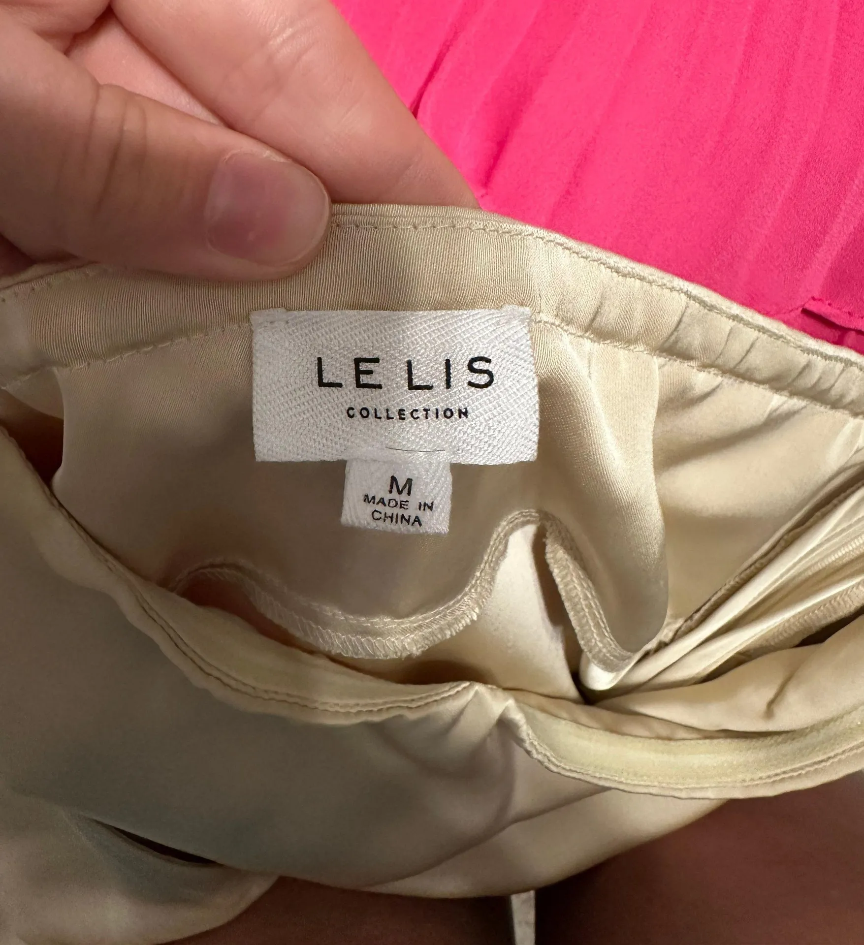 Boutique Cream Satin Dress Tan Size M - Image 5